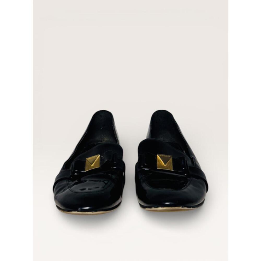Michael Kors Black Patent Leather Loafers with Gold Accent